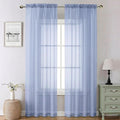 Denim Blue Sheer Curtains 90 Inches Long 2 Panels, Voile Rod Pocket Light by Lecloud