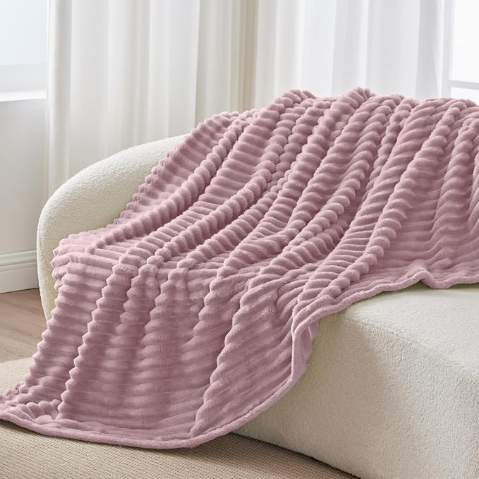 BEDELITE Striped Fleece Throw Blanket, Berry Purple, Soft Cozy, Lightweight Warm - Image 7