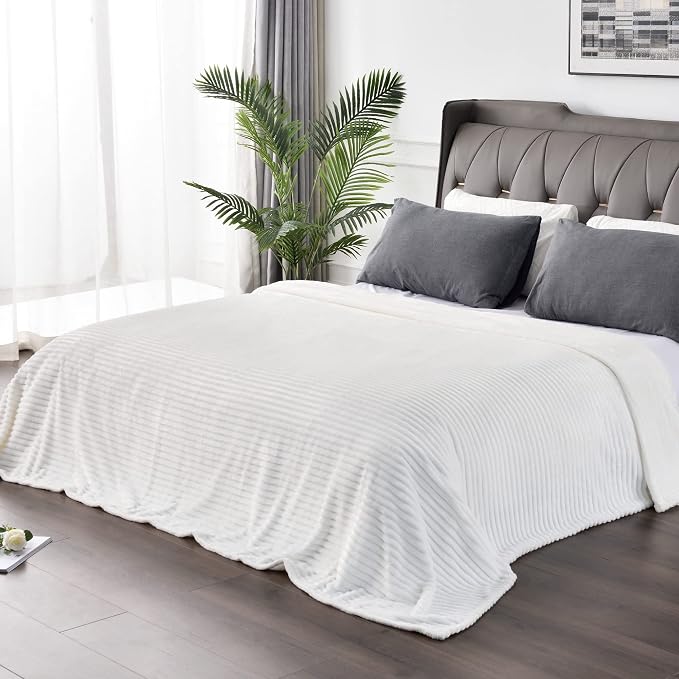 BEDELITE Ribbed Jacquard Off White King Size Blankets - Image 8