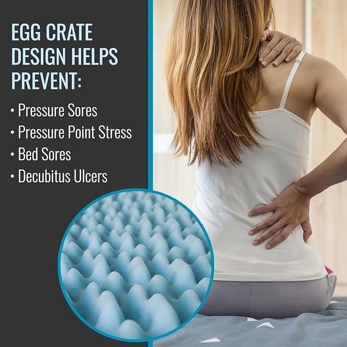DMI 2-Inch Foam Mattress Topper, Egg Crate Foam Pad for Support, Air Circulation, Pressure Relief & Weight Distribution, Twin Size 33 x 72, Blue