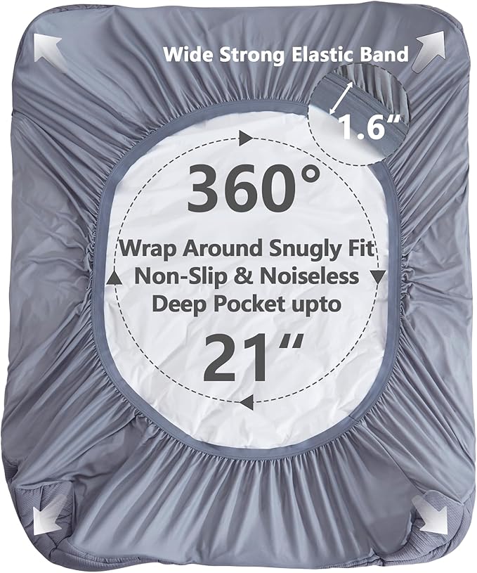 Full Size Mattress Pad Waterproof, Cooling Mattress Topper for Double Bed, Pillow Top Quilted Fitted Mattress Protector Cover with 8-21" Deep Pocket (54x75 inch, Grey)