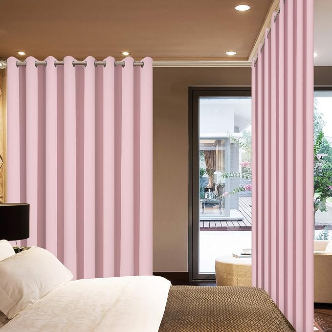 Yakamok Pink Room Darkening Curtains 84 inch Sliding Door Drapes | 1 Extra-wide - Image 2