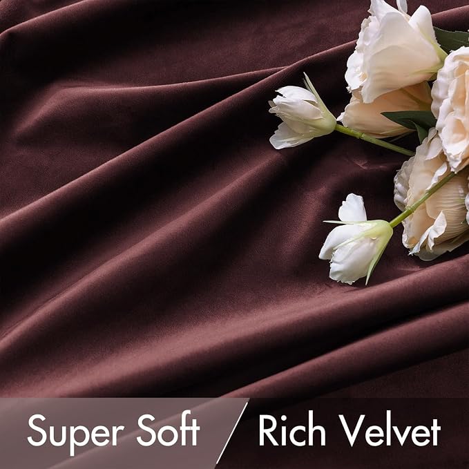 MIULEE Velvet Curtains 52x108 inches 2 Panels Ruby Wine Blackout Curtains | - Image 4