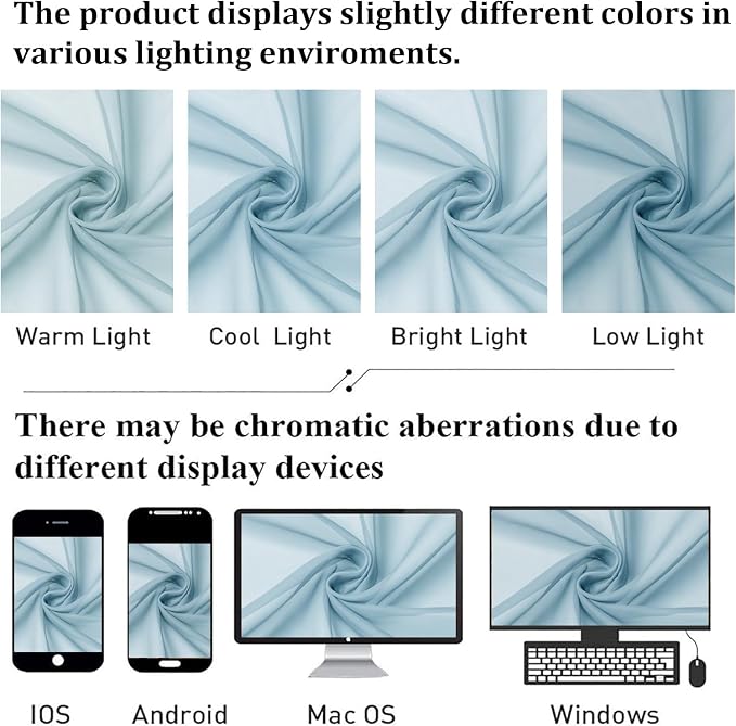 Solid Voile Sky Blue Sheer Curtains 63 Inch Length 2 Panels, Dual Rod Pockets - Image 7