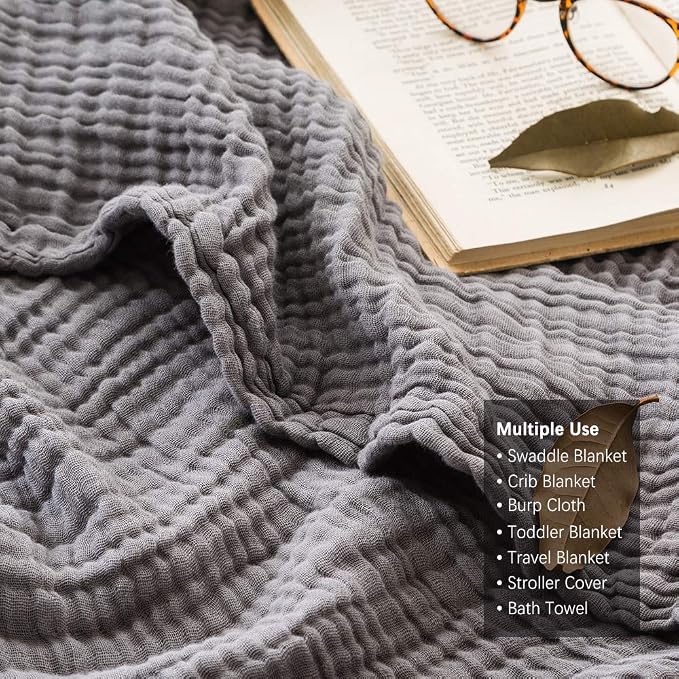 EMME Muslin Blankets for Adults Throw Blanket for Couch Breathable Gauze Soft - Image 5