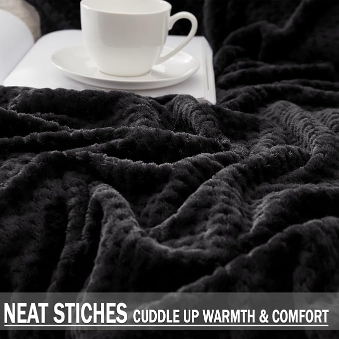 Exclusivo Mezcla Soft Waffle Fleece Bed Blanket Twin Size, Cozy Fluffy Design - Image 6