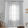 OVZME Light Grey Sheer Curtains 96 Inches Long 2 Panels - Soft Light Filtering Window Sheer Panels for Living Room/Bedroom, Top Dual Rod Pocket, 1 Pair, Each 42Wx96L Inches
