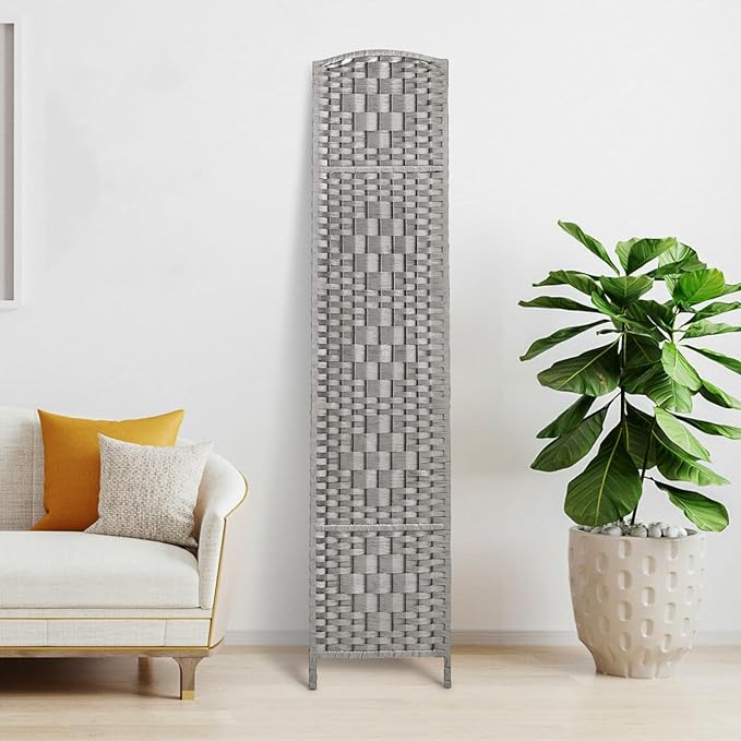 Rose Home Fashion 6 ft Tall Room Divider, Room Dividers and Folding Privacy Screens, 15.7in Privacy Screen 8 Panel Partition Temporary Wall Separation for Private, Stone Grey