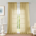 Extra Long Gold Sheer Curtains 96 Inches Long 2 Panels Set, Soft Lightweight by OWENIE