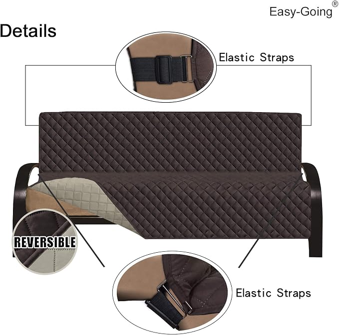 Easy-Going Reversible Couch Cover, Large Futon Sofa, Chocolate/Beige | Machine - Image 3