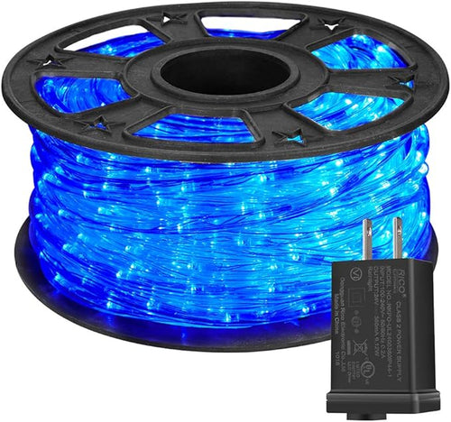 100 Feet 720 LED Rope Lights,2-Wire Low Voltage Waterproof Blue Rope Lights Outdoor,Indoor Background Lighting Idear for Deck,Trees,Bridges,Eaves,Pool,Wedding Use(Blue)