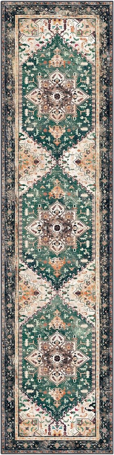 Yamaziot Washable Runner Rug, 2x8 Non-Slip Boho Vintage Hallway Kitchen Rug | - Image 3