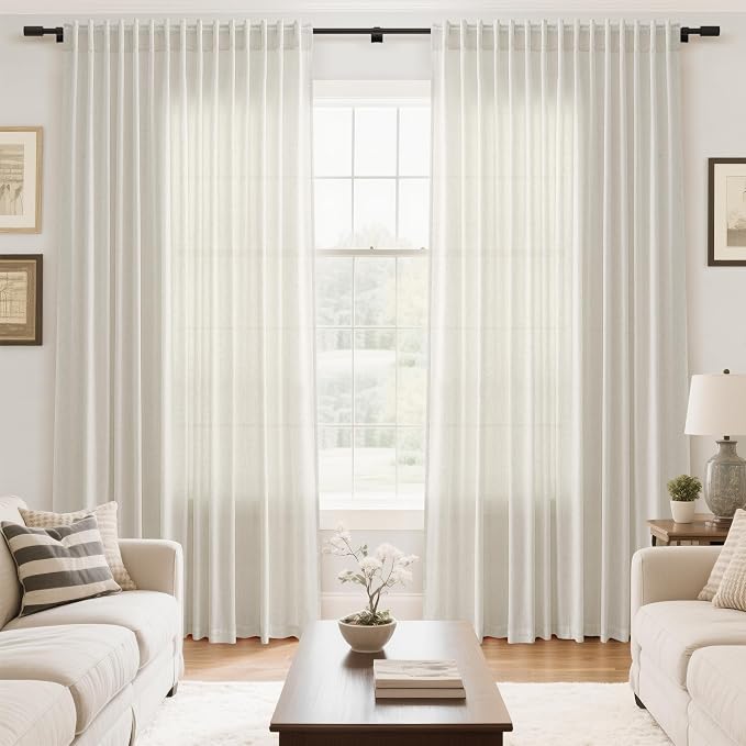 Extra Wide Linen Curtains for Living Room 108 Inch Length for Room Divider - Image 7