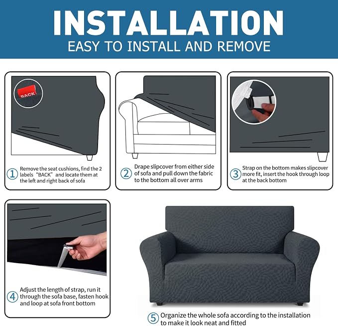 ZNSAYOTX 1 Piece Stretch Loveseat Covers - Image 4