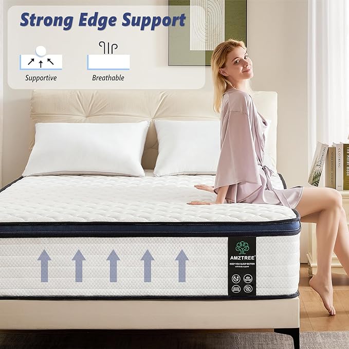 Queen Mattress 14 Inch Queen Size Mattresses - Memory Foam & Pocket Coils Springs, Pressure Relief, Medium Firm Comfort, Motion Isolation, Ideal for All Sleep Positions, CertiPUR-US Certified