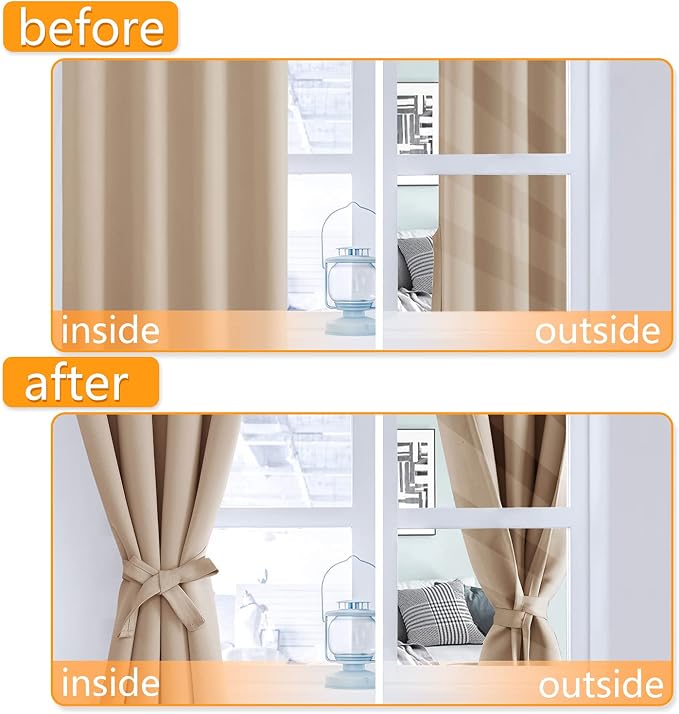 Blackout Curtains for Bedroom, 2 Drape Panels, 38 x 54 Inch | Thermal Insulated - Image 4