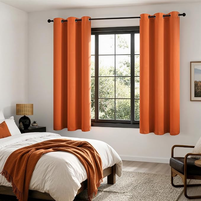 MIULEE Fall Orange 100% Blackout Curtains - Image 6