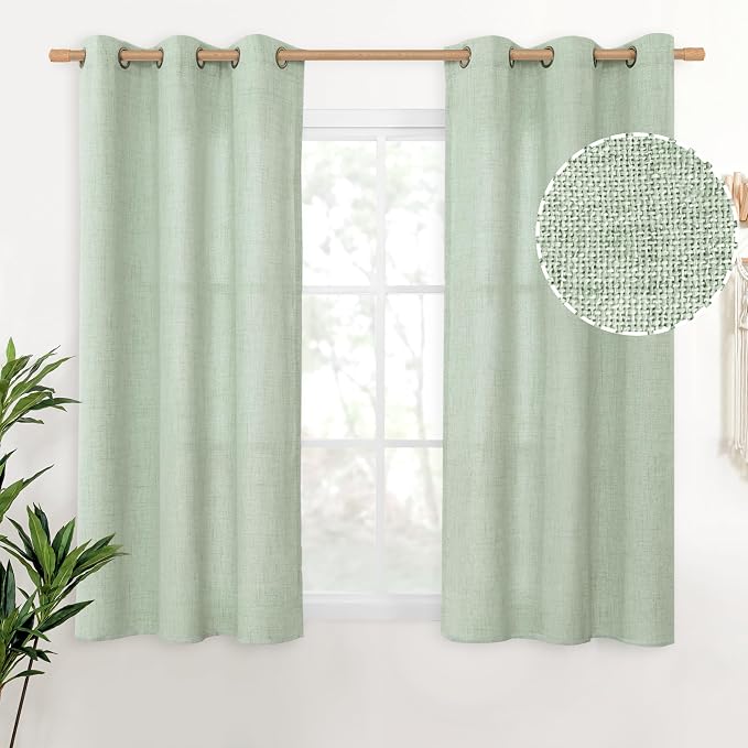 YoungsTex Sage Green Linen Curtains 45 Inches Length by YoungsTex