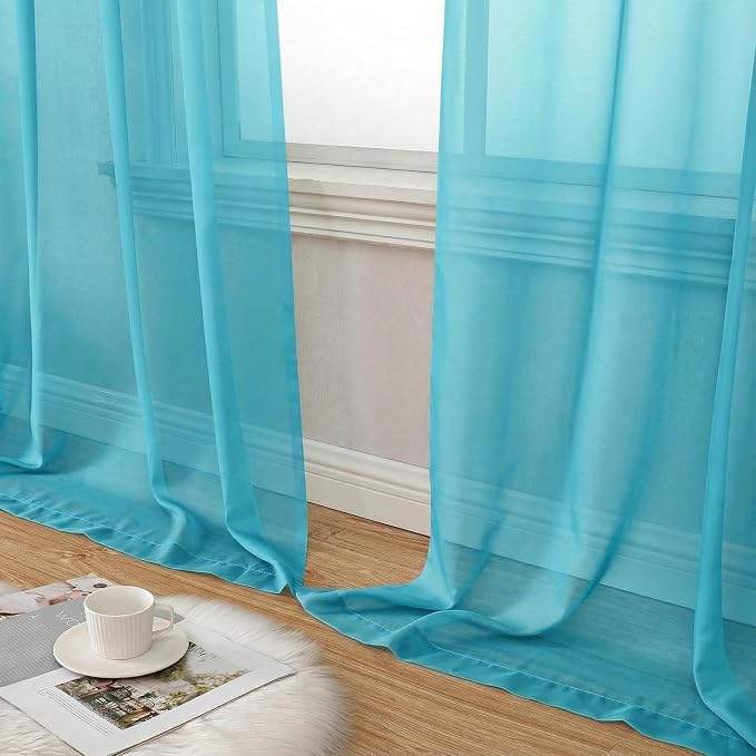 Sheer Curtains 84 Inches Long 2 Panels Set - Image 8