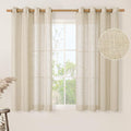 54 Inch Length Linen Curtains for Bedroom, Light Filtering Semi Sheer Neutral by LAMIT