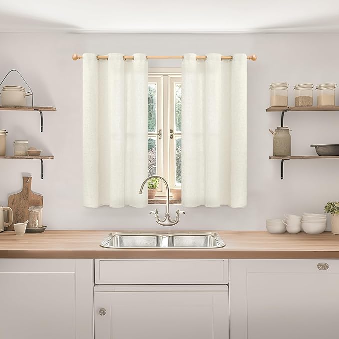 YoungsTex Linen Curtains 40 Inches Long, Short Drapes Light Filtering - Image 2