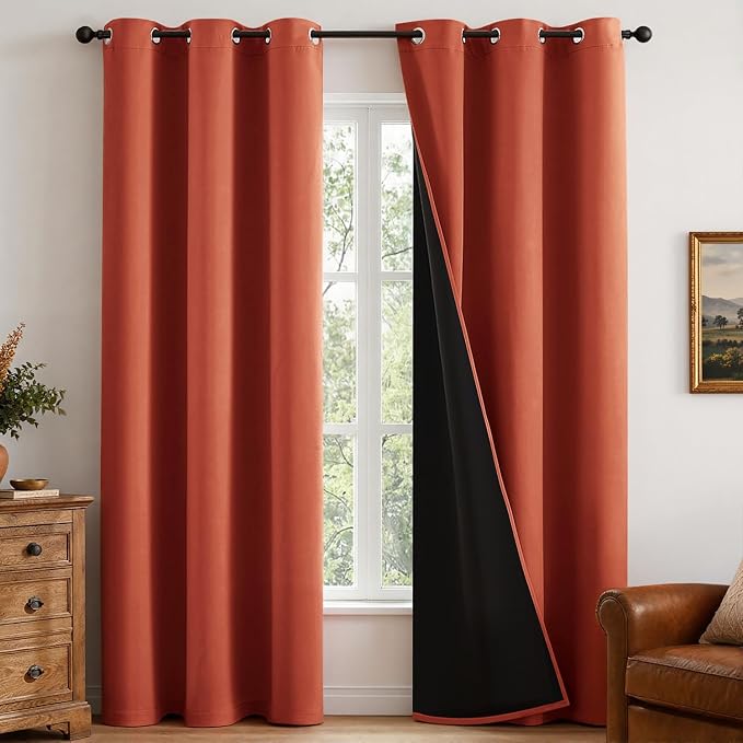 MIULEE Fall Burnt Orange 100% Blackout Curtains by MIULEE