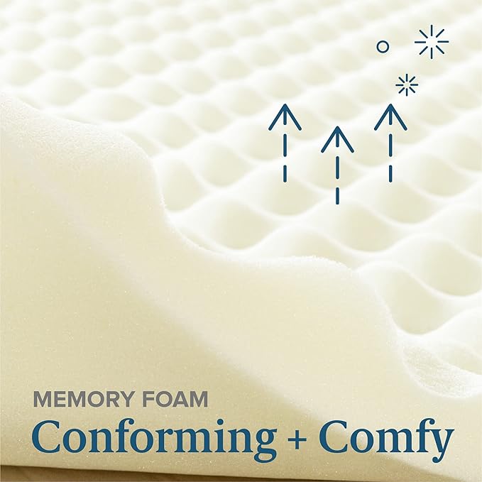 ZINUS 1.25 Inch Copper Cooling Memory Foam Mattress Topper with Airflow Design, Twin