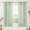Fresh Green Linen Sheer Curtains 63 Inch Length by LAMIT