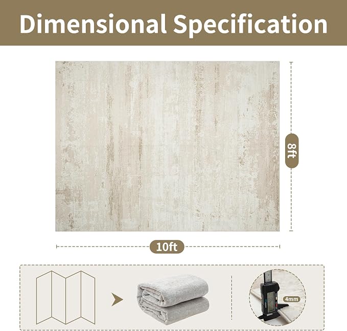 8x10 Neutral Washable Area Rugs - Image 2