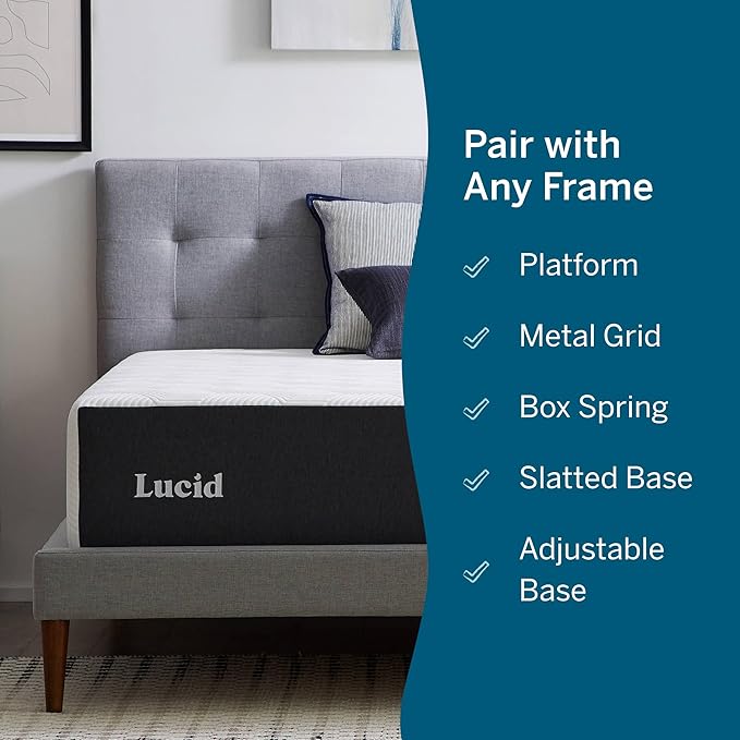 Lucid 14 Inch Memory Foam Mattress - Medium Firm Feel - Infused with Refreshing Bamboo Charcoal and Cooling Gel - Bed in a Box - Temperature Regulating - Pressure Relief - Breathable - King Size
