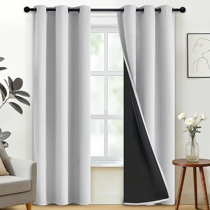 SimpleHome White 100% Blackout Curtains Room Darkening Living Room 84 Inch | by SimpleHome