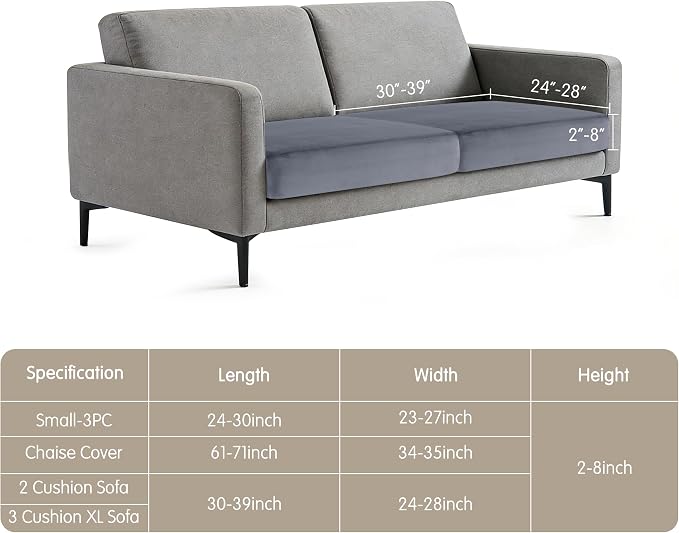 Hokway Velvet Couch Cushion Covers Water Resistant Seat Covers Stretch Sofa - Image 2