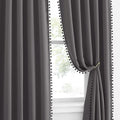 NICETOWN 2 Panels Blackout Curtains, Rod Pocket Pom Pom Curtains Panels by NICETOWN
