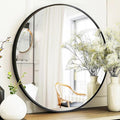 Round Mirror 30 inch, Large Round Mirror, Black Circle Mirrors Aluminum Frame, Circle Mirrors for Wall, Bathroom, Living Room, Hallway.