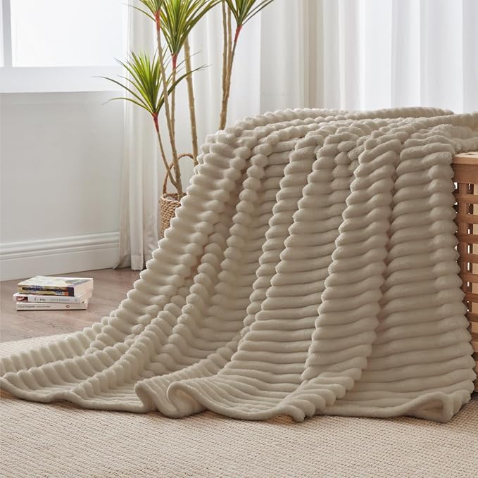 BEDELITE Striped Fleece Throw Blanket, Soft Cozy, Lightweight Warm, Machine - Image 6