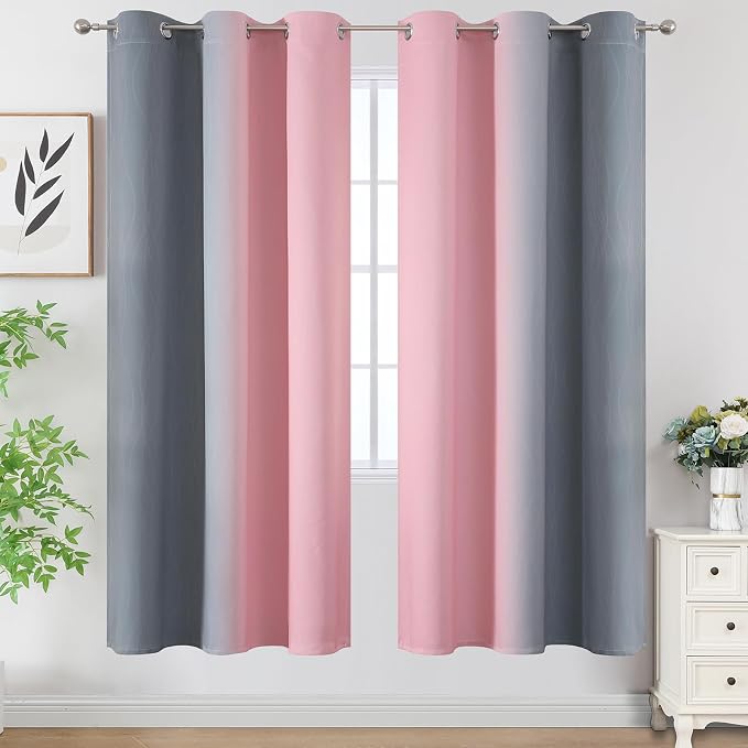 Ombre Grey and Pink Blackout Curtains - Image 2