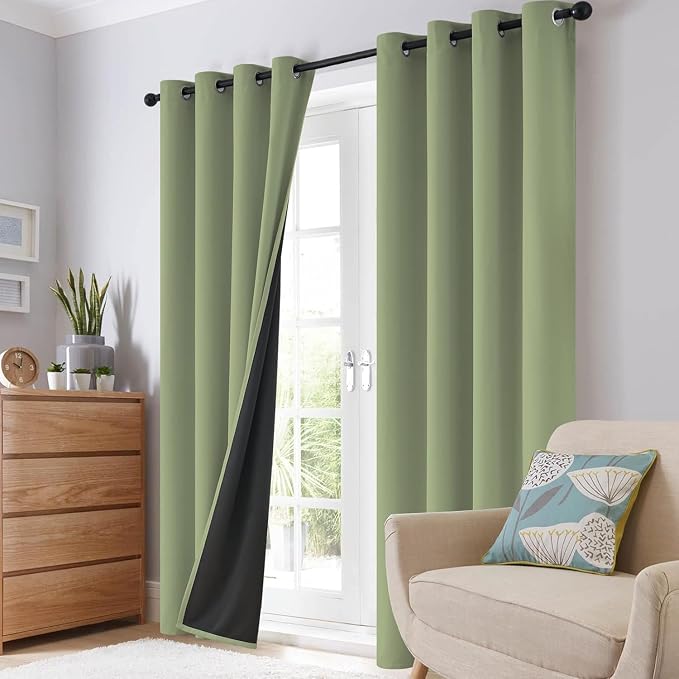 SimpleHome Sage 100% Blackout Curtains Room Darkening Living Room 54 Inch | - Image 8