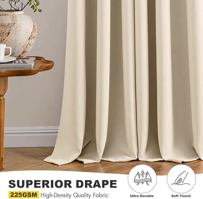 MIULEE Blackout Curtains for Bedroom 2 Panels 50 x 84 Inch Long Cream Beige | - Image 5