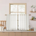24 Inch Linen Curtains for Kitchen Beige White Small Window Semi Sheer Curtains by Nanspring
