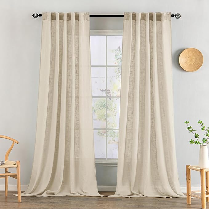 MIULEE Linen Curtains 52x90 Inch Length 2 Panels by MIULEE