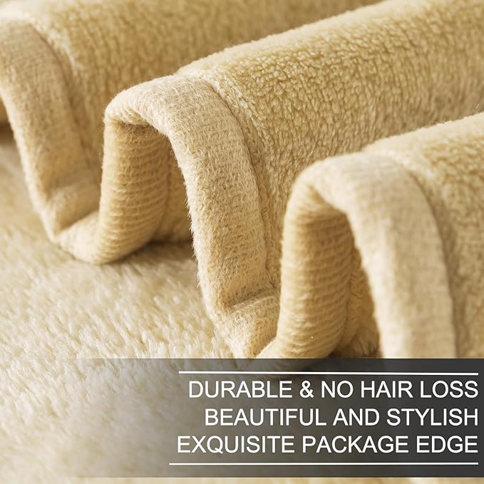 Fleece Blankets for All Season - Premium Lightweight Anti-Static Throw for Travel Size Bed Extra Soft Brush Fabric Warm Sofa Thermal Blanket 51" x 60"(Khaki)