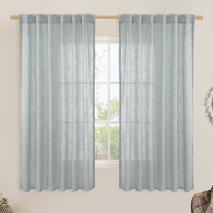 Faux Linen Curtains 63 inches Long by LAMIT