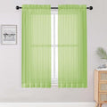 Sheer Lime Curtains for Bedroom Living Room 63 Inch Length 2 Panels Set by OWENIE