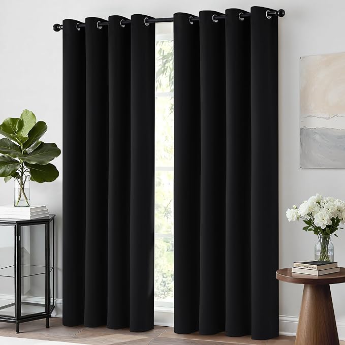 Yakamok Room Darkening Curtains 52x84 inch Length Black-Living Room | 2 panels - Image 2