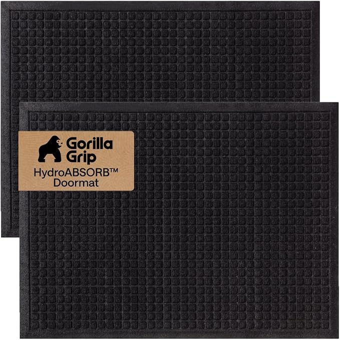 GORILLA GRIP® Ultra Absorbent Front Door Mat Outside Entrance 35x23, Traps Dirt by Unknown
