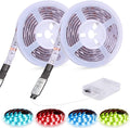 RGB Led Lights Strip Battery Operated 3 Keys Controller Battery Led Lights Strip Waterproof Color Changing Led Lights TV DIY LED Tape Lights 6.56ft 2Pack