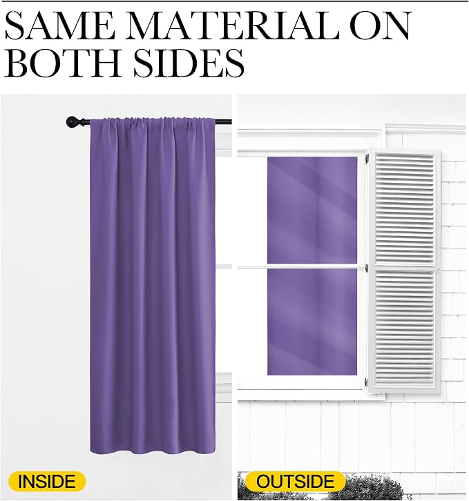 NICETOWN Window Curtains Blackout Drapes, Lilac Purple, 1 Pair, 52 by 84-Inch - Image 5
