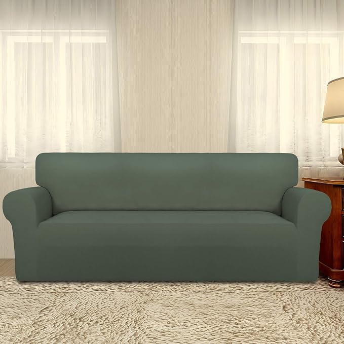 PureFit Stretch Couch Covers for Sofa Large Sofa Slipcovers Grayish Green | - Image 2
