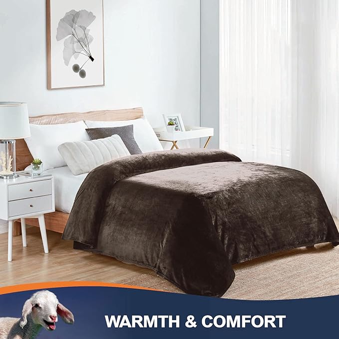 Walensee Fleece Blanket Plush Throw Fuzzy Lightweight (Queen Size 90x90 Brown) Super Soft Microfiber Flannel Blankets for Couch, Bed, Sofa Ultra Luxurious Warm and Cozy for All Seasons