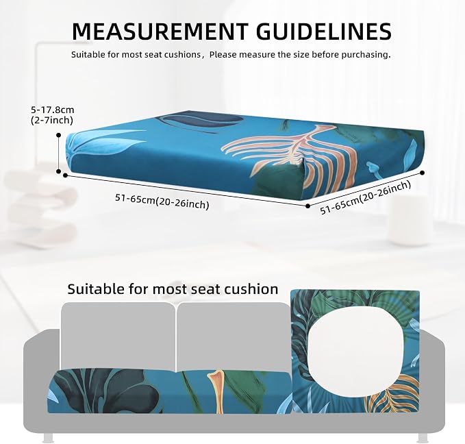 8Pcs Outdoor Cushion Covers, Elastic Patio Cushion Covers | Washable, - Image 2